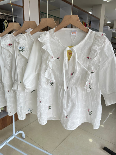 Women Embroidered Korean Tops